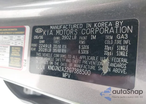 2016 Kia Soul from USA, damaged, VIN KNDJN2A22G7388500